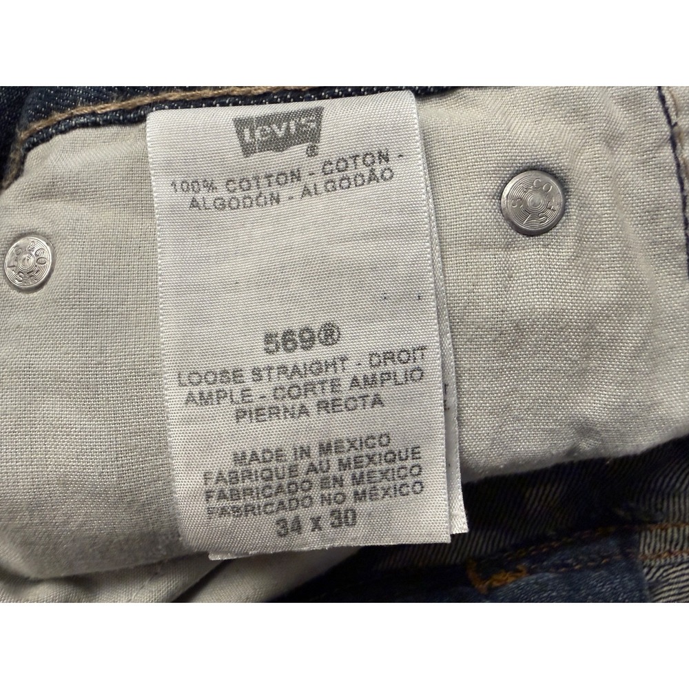 Men's Levi's 569 Loose Straight Medium Wash Blue Jeans 34x30  #1054 - Picture 8 of 15